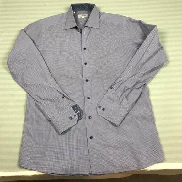 Eton Dress Shirt Mens 16.5 42 Blue White Gingham Check Contemporary Cotton - Picture 1 of 11